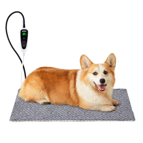 ZOMISIA Dog Heating Pad 28x18 Inch - 11 Adjustable Temperature and 25 Timer Options, Heated Dog Bed Indoor with Chew-Resistant Cord for Large Dogs - size: L/XL: 28" x 18"