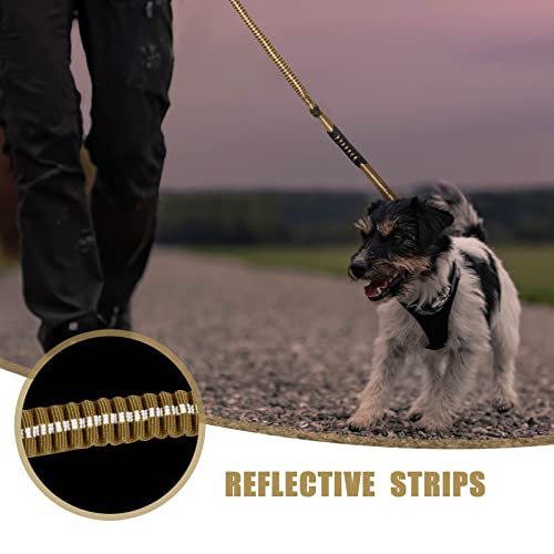 Raipult Tactical Dog Leash Heavy Duty, 4-6FT Shock Absorbing Bungee Leash with Quick Release Clip& 2 Handles, No Pull Waking Lead with Car Seatbelt for Medium Large Dogs that Pull,Khaki - color: Coyote Tan
