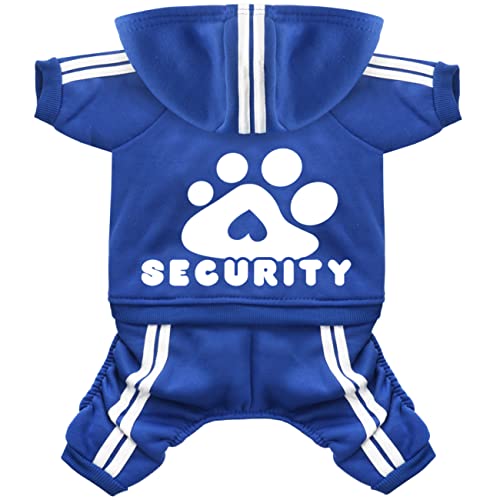 Dog Hoodie Security Clothes 4 Legs Jumpsuit Sweatshirt Hoodies Soft & Warm Dog Outfit Pullover Dog Winter Clothes Sweater for Small Medium Large Dogs Cats (Blue, X-Small) - color: Blue, size: X-Small
