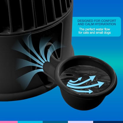 Pet Water Dispenser for Dogs and Cats, 67.6 oz – Gravity-Fed Water Bowl for Clean Drinking, Prevents Wet Fur, BPA-Free Polypropylene, (Opaque Black) - color: Opaque Black