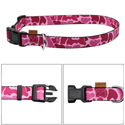 Dog Collar, Cute Camouflage Pattern, Soft and Adjustable Collar with Quick Release Buckle (S (Neck 11-18", Width 5/8")), Camouflage Pink - color: Camouflage Pink, size: S (Neck 11-18", Width 5/8")