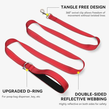 Joytale Dog Leash, 4 FT Double-Sided Reflective, Padded Handle Nylon Heavy Duty Leashes for Small Dogs Walking, Red - color: Red, size: 4 ft Narrow