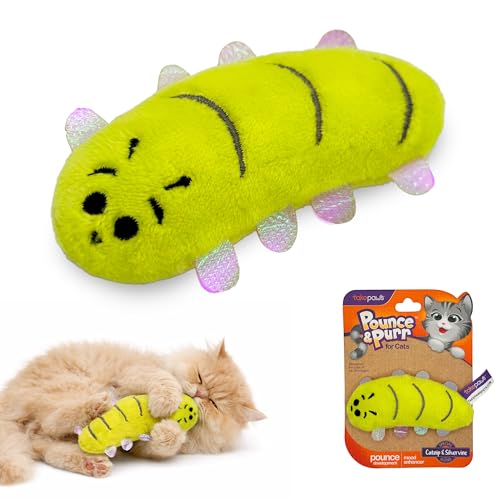 Pounce & Purr® Plush Cat Toys, Catnip & Silvervine Infused, Shiny Iridescent Accents, Interactive Play Toys for Cats & Kittens (Centipede) - color: Centipede