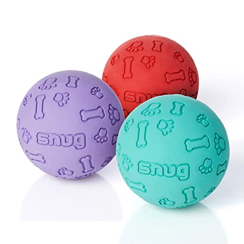 Snug Rubber Dog Balls for Small and Medium Dogs - Tennis Ball Size - Virtually Indestructible (3 Pack - Fresh) - color: Fresh
