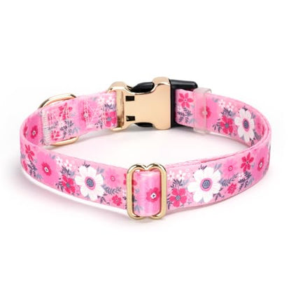Personalized Custom Customized Silent No Jingle Dog Collar with Engraved ID Dog Name Phone Number/Dog Collars for Puppy X-Small Small Medium Large X-Large Boy Girl Dogs-New Pink Flower-XS - color: 1 New Pink Flower, size: X-Small (0.6" *7.8"-11.8")
