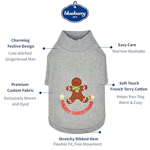 Blueberry Pet Soft & Comfy Merry Christmas Holiday Festive Gingerbread Man Pullover Turtleneck Fall Winter Dog Sweatshirt Coat, Back Length 14", Warm Clothes for Medium Dogs - color: Gingerbread Man, size: 14 inch (Pack of 1)
