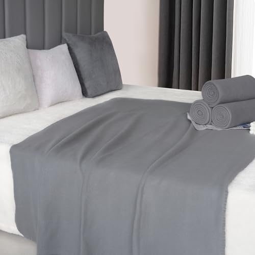 ZYFZCYBL Fleece Throw Blankets Lightweight Warm Soft Cozy Pet-Friendly Bulk Fleece Throw Blanket Solid for Home Bed, Sofa，Office,Gifts, Couch (Pack of 6-50 x 60 inch，Grey) - color: Grey