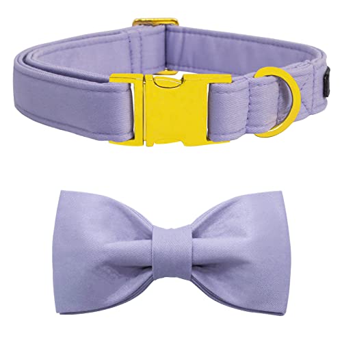 Maca Bates Dog Collar with Bow Bowtie for Dogs Solid Colors Sailor Bow Tie Adjustable Breakaway Violet Collars Accessories Birthday Gift for Small Medium Large XL Puppy with Golden Metal Buckle - color: suit-Violet, size: XS