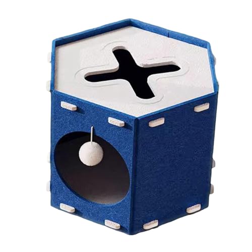 Cat House Felt Scratcher Tunnel Bed Cave Enclosed Rest Hideaway Furniture Made of Soft Breathable Felt Suitable for Indoor Cats Sleeping Home Decorati, Blue - color: Blue