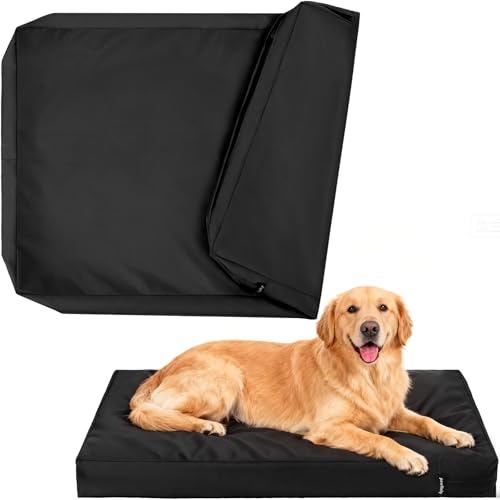 Waterproof Dog Bed Cover Replacement Washable, Extra Large, XL, Easy to Clean, Pet Hair Resistant, Heavy Duty Oxford, Zipper Closure, Indoor/Outdoor, Fits 48 Inch Dog Crate - 46x29x4, Black - color: Black, size: 46"L x 29"W x 4"Th