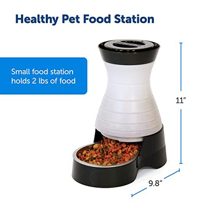 PetSafe Healthy Pet Food Station - Small, 2 lb Kibble Capacity - Gravity Pet Feeder Dry Food Dispenser - Automatic Cat Feeder or Small Dog Feeder - Removable Stainless Steel Bowl Included - size: Small