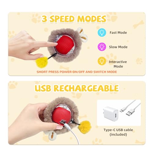 Interactive Cat Toys, Fast Rolling Ball in Play Mat, Automatic Motion Activated Ball Hide and Seek for Cat Indoor Toys, Mouse Catching Game Boredom Relief, 28" Mat