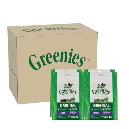 Greenies Veterinarian-Recommended Adult Natural Dental Dog Treats Large Size, Original Flavor, (4) 12 ct Packs (48 Treats Total) - size: 48 Count (Pack of 1)