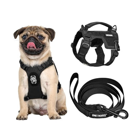 OneTigris Dog Harness Extra Small Puppy Harness, No-Pull Dog Leash Set, Adjustable Soft Padded Vest, No-Choke Pet Vest with Easy Control Handle for Small Dogs(Black, XXS) - color: Black, size: XXS