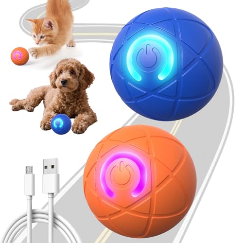 Jiexily Interactive Dog Toys Balls, 2025 New Automatic Rolling Shaky Ball Toy for Puppy Small Medium Dogs, Smart Jumping Moving Bouncing and Rotating Ball Keep Them Busy (Blue+Orange) - color: Blue+Orange