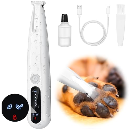 Palksky Dog Paw Trimmer, Upgraded 2 Speed Dog Grooming Kit with LED Display, Type-C Rechargeable Waterproof Paw Trimmer, Cordless Hair Shaver for Paws, Ears, Face, Rump and Eyes - size: Two Speed