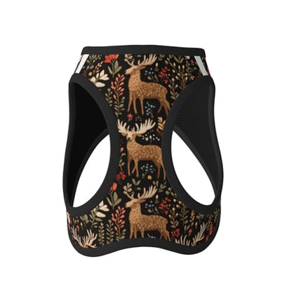 Deer Floral Pet Harness Escape Proof Dog Harness Adjustable Mesh Padded Reflective Dog Vest Harness and Leash Set Medium - color: Style 5, size: Medium