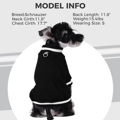 BINGPET Small Dog Sweater Pullover Fleece Vest with Leash Hole & D-Ring,Cotton Dog Hoodie for Small Medium Large Dogs Puppy Boys Girls,Thick Soft Fleece Winter Dog Clothes Cold Weather Sweatshirt Coat - color: Black, size: XS(Chest: 15",Neck: 10",Back: 10