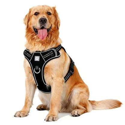 Vest Harness for Dogs - Reflective Adjustable Padding with Easy-On Design & Leash Attachment (XL, Black) - color: Black, size: XL