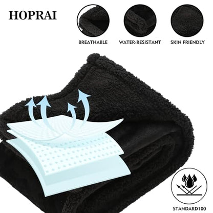 Waterproof Pet Blanket for Medium Large Dogs Washable Fluffy Thick Jacquard Shag Fleece Warm Sherpa Pet Blanket Cats Puppy Couch Protection (Black XXL85*85inches) - color: Black, size: 85*85
