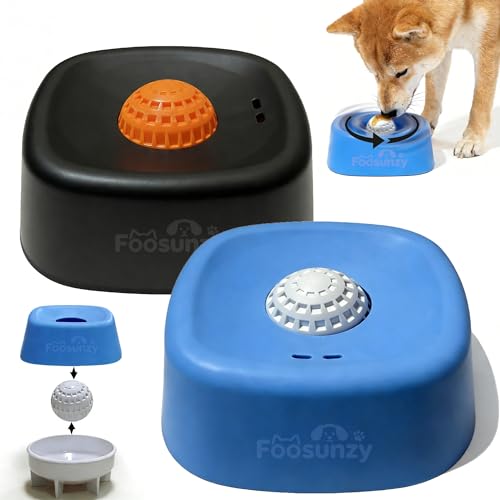 Slow Feeder Dog Bowls for Liquid with Rolling Ball, Interactive Lick Bowl Slow Feeder for Wet Food, Water & Treats Lick Toy Gift for Dogs Cats Large Medium Small - color: Style1-Blue+Black