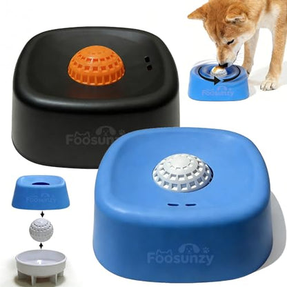 Slow Feeder Dog Bowls for Liquid with Rolling Ball, Interactive Lick Bowl Slow Feeder for Wet Food, Water & Treats Lick Toy Gift for Dogs Cats Large Medium Small - color: Style1-Blue+Black