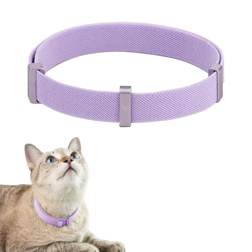 Safety Cat Collar Pro, Lightweight Elastic Release Non Breakaway Cat Collar Adjustable with Snap Fastener for Kitten All Small Large Cats, US IDA Gold Award (Monet Purple, M 7.9-15.7") - color: Monet Purple, size: M 7.9-15.7"