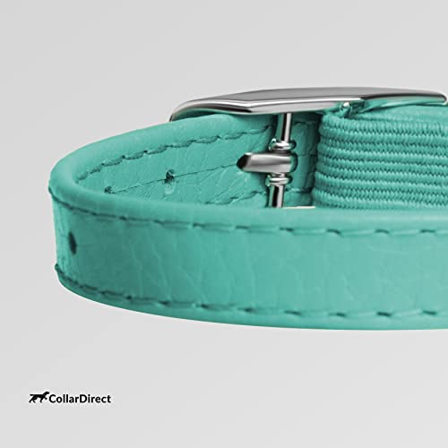 CollarDirect Leather Cat Collar with Removable Bell – Safety Elastic Strap (Breakaway Alternative) – Kitten Collar for Small & Big Boy & Girl Cats - color: Mint Green, size: Neck Fit 6"-7"
