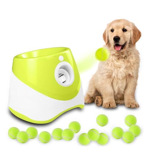 MEKAPLE Automatic Dog Ball Launcher, Dog Ball Thrower Machine with 10-30Ft 3 Launching Distance, Interactive Toys for Small Dogs Indoor & Outdoor with 15 Mini Tennis Balls-2 Inch Light Green - color: Light Green