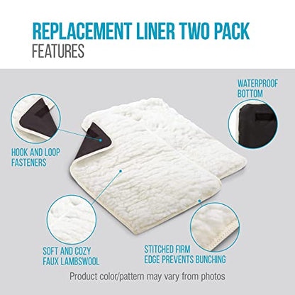 Sherpa Replacement Liners for Travel Pet Carriers - Soft Absorbent Cat & Dog Kennel Pad with Waterproof Backing, Machine Washable Crate Pads, 19x12.25in - 2 Pack, White, Large - size: Large