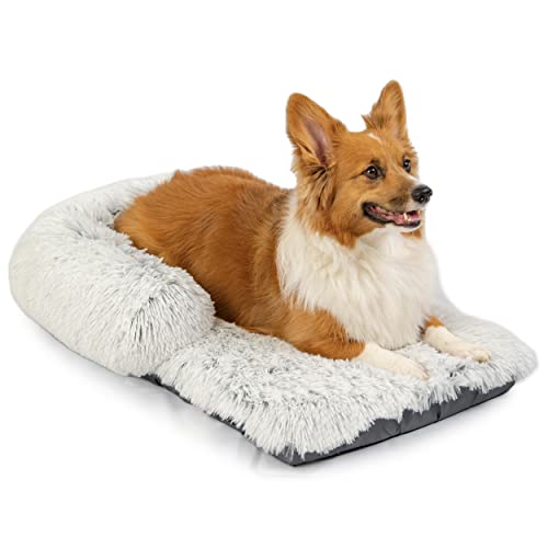 Best Friends by Sheri Nap Mat Dog Bed with Bolster - Washable Crate Pad, Removable Cover, Frost, Medium, 30x17 - size: Medium