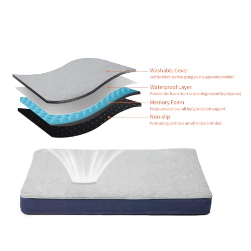 Medium Dog Bed - 29" Orthopedic Memory Foam Bed for Senior & Arthritic Dogs, Washable Cover, Waterproof Lining