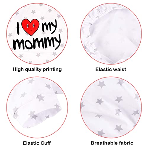 2-Pack Cotton Dog Pajamas Lightweight Dog Onesies for Small Medium Dogs and Cats Puppy Body Suits Cute Baby Dog Jumpsuit I Love My Mommy/Daddy Printed Pet Clothes, Grey Stars/Red Stripes, M - color: Star & Stripe, size: Medium (5-7lb)