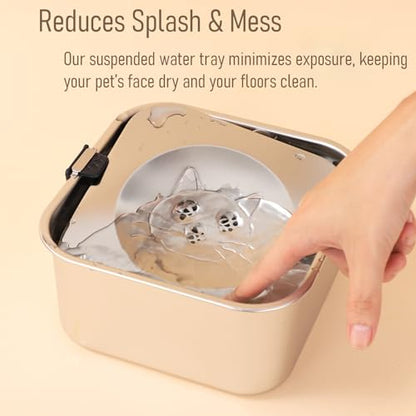 No Spill Water Bowl for Dogs, 101oz/3L Slobber Stopper Stainless Steel, Slow Drinking Dog Water Bowl, Spill Proof, Dishwasher Safe, Silver