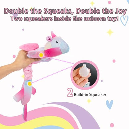 lilfrd Squeaky Crinkle Plush Unicorn Dog Toys, Dog Toys to Keep Them Busy, Tug of War & Pull Toys for Small, Medium Dogs Puppy - style: Unicorn