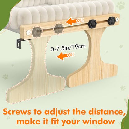 Cat Perch for Window Cats Hammock Indoor Bed for Window Adjustable Wooden Frame Bird Watching Sunbathing Space-Saving Single Layer 18 * 16 * 9.4inch (Small Breeds Recommended) - size: Single Layer