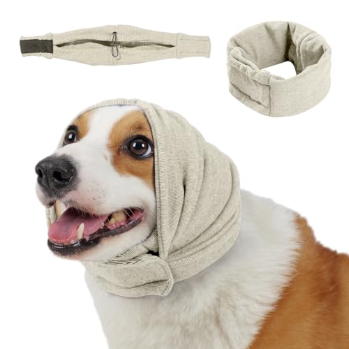 Dog Calming Hoodie, No Shake Ear Wraps for Dogs, Adjustable Dog Ear Muffs for Noise Protection, Ear Wrap Head Cover for Anxiety Relief & Hematoma (Pearl White, L(Head Circle:17.7"-23.6")) - color: Pearl White, size: L(Head Circle:17.7"-23.6")