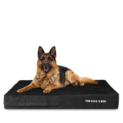 The Dog’s Bed Orthopedic Memory Foam Dog Bed for XL Dogs, Waterproof Washable Cover, Anti-Slip Base, Calming Surface – CertiPUR-Certified Foam, Black Plush, 6 Inch Thick - color: Black Plush, size: XL Beds (6" deep)