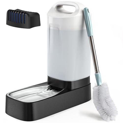 Automatic Dog Water Bowl Dispenser - with Filter 2.4 Gallon Stainless Steel Gravity Pet Water Feeder with Ergonomic Handle Design Anti Splash Drinking Bowl Easy to Clean Multi Pet Use - color: B:Water Dispener With Filter