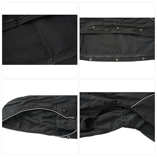 LOVELONGLONG Fleece-Lined Dog Raincoat with Removable Hood – Waterproof Winter Full Body Dog Jacket – Windproof Snowproof Cold-Weather Suit – Black-F XXS - color: Black-Fleeced, size: XXS (Back 9")