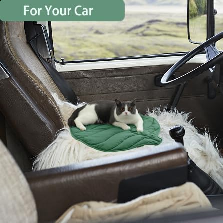 Letalong 30 X 20 Inch Leaf Shaped Cotton Cat Bed Pad, Warming Cat Mat, Pet Warming Pad for Cats, Warmer Mat for Feral and Indoor Cats, 2025 Enlarged and Thickened Leaf Beds - color: Green-02