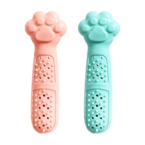 Cat Teething Toy, Cute Cat Paw Kitten Chew Toys for Cat Dental Care, Cat Treat Dispenser Toy for Kitten Chewing, Kicking and Boredom Releasing, Pet Puzzle Toys for Indoor Cats (Pink+Green) - color: Pink+Green