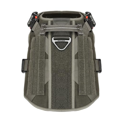 ICEFANG Tactical Dog Harness, X-Large Size,2X Metal Buckle,Working Dog MOLLE Vest with Handle,No Pulling Front Leash Clip,Hook and Loop Panel (Green,XL (Pack of 1)) - color: Green, size: X-Large (Pack of 1)