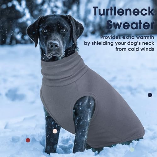 IECOii Dog Fleece Vest Sweater - Stretch Warm Pullover with Turtleneck,Grey,Large, Easy On/Off Winter Dog Sweater for Medium Large Dogs Girl Boy, Winter Fall Jumpsuit with High Neck - color: Grey, size: Large
