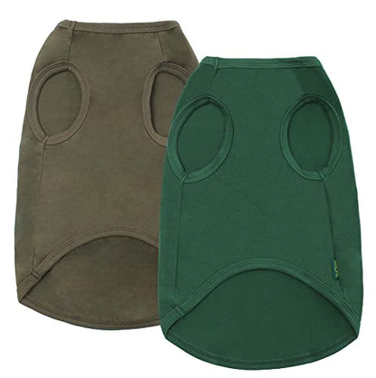 Dog Plain Shirts,Solid Dogs Clothes,Lightweight Stretchy Doggy Tee Shirt,Sleeveless Blank Puppy Chihuahua Cats Samll Costumes,Army & Deep Green S - color: Army & Deep Green, size: Small