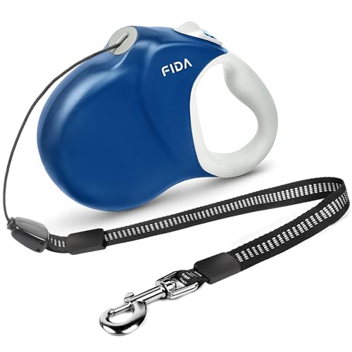 Fida 30ft Upgraded Retractable Dog Leash, Heavy Duty Pet Walking Leash for Medium/Large Breed up to 110 lbs, 360° Tangle-Free Long Retract Dog Lead, Soft Grip, One-Hand Brake, Blue - color: Blue, size: Large（30ft）
