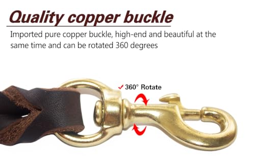 LWBMG Leather Dog Leash 6ft x 3/4 inch, Heavy Duty Genuine Leather Braided Dog Training Leash, Soft and Strong Pet Lead for Large, Medium, Small Dogs - color: Brown, size: 6 ft x 3/4 inch