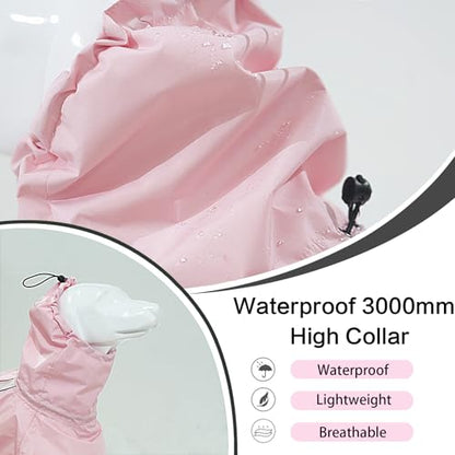Adjustable Dog Raincoat, Waterproof Dog Rain Jacket for Small Medium Large Dogs,Reflective Lightweight Pet Rain Coat with Leash Hole(Pink&White, Medium) - color: Pink&White, size: Medium(13-22lb)