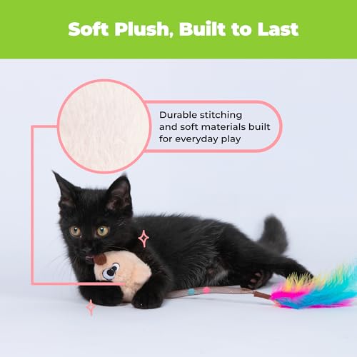 Catify by Best Pet Supplies Interactive Cat Toys – Plush, Motion-Activated & Squeaking Toys with Premium North American Catnip for Indoor Cats & Kittens - Squeaking Mice Set, Beige & Gray - color: Squeaking Mice Beige & Gray
