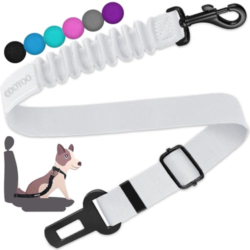 Dog Seat Belt, Durability Retractable Dog Car Harness Adjustable Dog Seat Belt for Vehicle Nylon Pet Safety Seat Belts Heavy Duty & Elastic - color: Set 01 Pack A-White